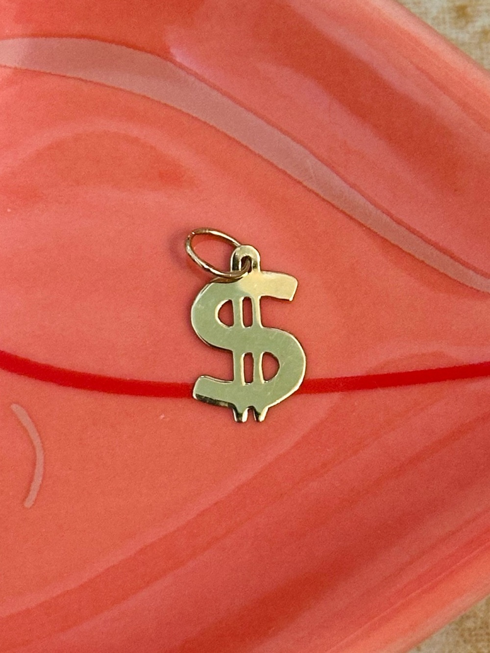 Vintage 14k Solid Gold Dollar Sign Pendant Charm
